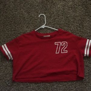 Red cropped shirt
